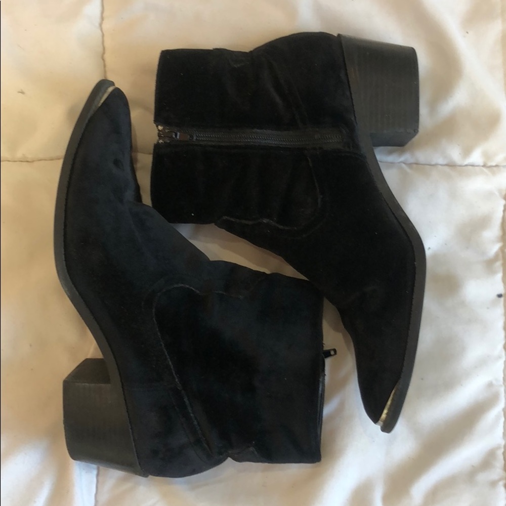 velvet western style ankle boots